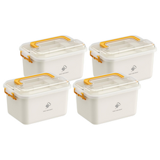 Mass 生活好物 雙層大容量醫藥箱 藥品收納盒 29 x 21 x 18cm 大號黃色, 4個