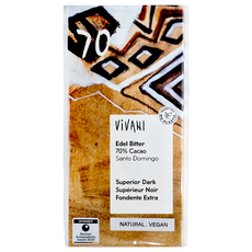 ViVANI 精選70%黑巧克力片 天然純素, 100g, 1片