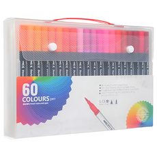 ANTIAN 兒童可水洗雙頭繪畫塗鴉馬克筆 黑桿 60色, 1組