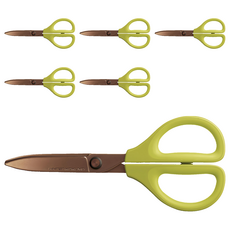 KOKUYO 國譽 SAXA空氣彈力剪 V2鈦加工, 黃綠色, 6支