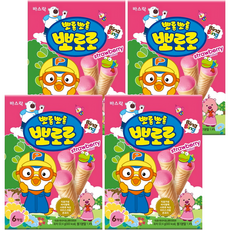 Pororo 淘氣小企鵝 啵樂樂甜筒, 草莓口味 6個入, 53.4g, 4盒