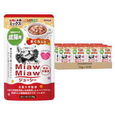 MIAWMIAW 妙喵 主食軟包, 提升免疫能力, 好食用軟食, 便利包裝與使用, 雞肉 + 牛肉 + 鮪魚, 70g, 24包