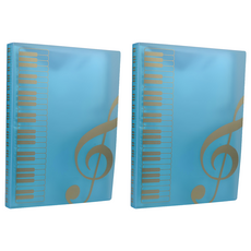 音樂資料夾 透明內頁袋 80頁160面 樂譜文件夾 A4, 藍色, 2個