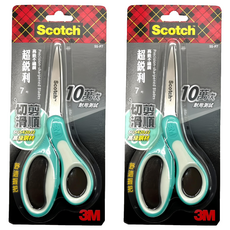 3M Scotch超銳利不鏽鋼事務剪刀 7吋 10萬次耐用測試 切割滑順 舒適握把, SSP7, 2支