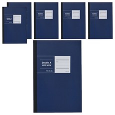 Double A B5膠裝筆記本 布膠系列 方格內頁 厚螺紋卡紙封面 縫線裝訂可攤平 紙張書寫不暈染, 深藍色, 6本