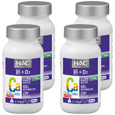 永信藥品 HAC 哈克麗康 鈣鎂D3錠 60顆，鈣鎂黃金比例2:1，CPP幫助吸收，每日所需維生素D, 4罐