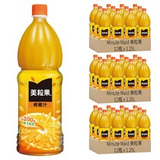 Minute Maid 美粒果 柳橙汁 12瓶, 添加天然果肉, 含200天日照的陽光果粒, 使用進口柳橙整顆壓榨, 1.25L, 36瓶