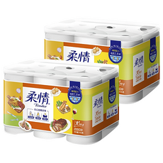 柔情廚房紙巾 大尺寸 安心接觸食物, 6捲, 2袋