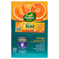 happi DOGGY 纖嚼 無穀健齒棒 50入, Active Plus, 適用於所有生命階段, 柑橘, 1盒