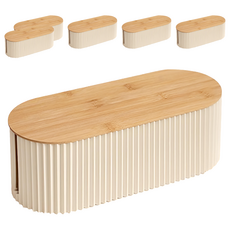 高級質感波浪木蓋電線收納盒 6個 奶霜白 桌面整潔收納