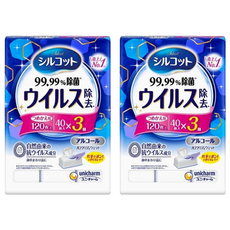 Silcot 絲花 酒精除菌濕紙巾 補充包 120張 (40枚x3個) 99.99%除菌, 2包