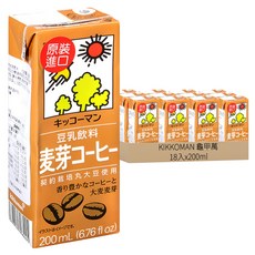 KIKKOMAN 龜甲萬 豆乳飲料 麥芽咖啡風味, 200ml, 18入