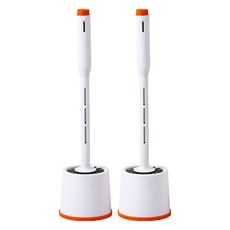 葉子小舖 加液式TPR矽膠馬桶刷, 2支, 橘色 + 白色