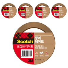 3M Scotch 思高 紙質包裝封箱膠帶 48mm x 36.5m, 棕色, 5個