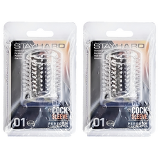 blush NOVELTIES Stay Hard Cock 男用激情套 透明 狼牙棒設計, 2個, 1入