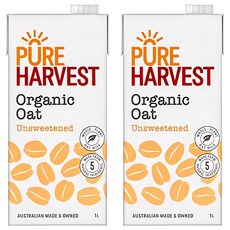 PURE HARVEST 澳洲有機燕麥奶, 無添加糖, 1L, 2瓶