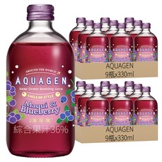 AQUAGEN 藍莓智利酒果海洋深層氣泡飲, 330ml, 18瓶
