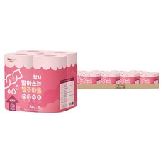 Tamsaa 拋棄式水洗紙抹布 粉色 56條, 4捲, 24包