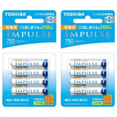 TOSHIBA 東芝 4號低自放鎳氫充電電池組 TNH-4ME 4號電池13g + 電池盒, 4顆, 2組