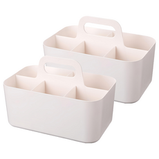 小麥購物 五格款手提分隔收納盒 C604 24.8 x 15.4 x 17.5cm 459g, 2個, 白色