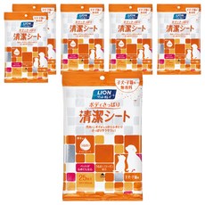 LION 獅王 漂亮寵物清爽潔膚巾 25入, 濕潤網格, 貓狗可用, 無香, 6包