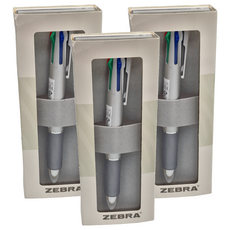 ZEBRA 斑馬牌 Clip-on multi 1000 四色五合一多功能原子筆，0.7mm油性原子筆+0.5mm自動鉛筆，日本製造, 銀色, 3支