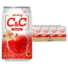 黑松 C&C 氣泡飲 蘋果, 富士蘋果風味, 還原果汁2%, 24罐, 330ml
