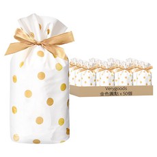 Verygoods 緞帶禮品袋, 50個, 金色圓點