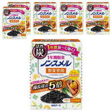 Hakugen Earth 白元 冰箱活性炭脫臭劑 蔬果室用 備長炭的5倍活性炭除臭 1年間脫臭, 20g, 6盒