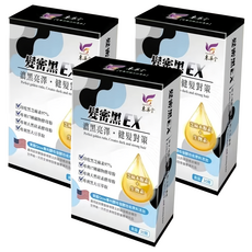 東華堂 髮密黑EX 健髮對策 滋養髮根、補充營養 打造濃密烏黑亮澤秀髮, 30顆, 500mg, 3盒