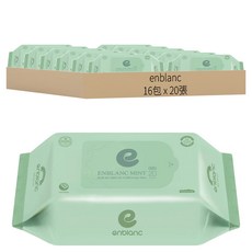 enblanc 輕柔薄荷 純水濕紙巾 補充包, 20張, 16包, 58gsm