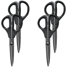 KOKUYO 國譽 SAXA 空氣彈力剪刀 氟加工 直刃, 黑色, 4支