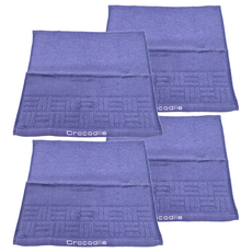 Crocodile 鱷魚 方格品味提花方巾 - 藍色 33 x 33公分 100%棉 台灣製, 4條