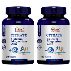 ESMOND NATURAL 愛司盟 檸檬酸鈣鎂鋅+D3 90顆 檸檬口味 補充鈣質 維持骨骼健康, 185g, 2瓶