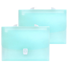 OTO歐迪奧文具 A4 13格手提式風琴文件夾, 蒂芬妮綠, 2個