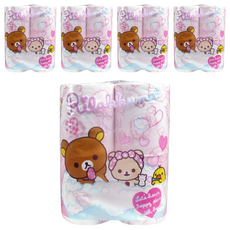 HAYASHI 拉拉熊印花滾筒衛生紙，100%原木紙漿，超細柔雙面印花，特殊柔軟加工，觸感舒適，吸水性佳, 30m, 4捲, 5袋