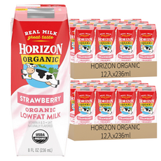 HORIZON ORGANIC 有機低脂強化調味保久乳 草莓口味, 24入, 236ml