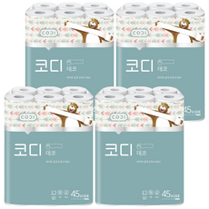 CODI 雙層印花捲筒衛生紙，45M 超長設計, 24捲, 4袋