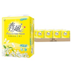 春風 柔韌細緻 平版衛生紙, 6包, 12袋