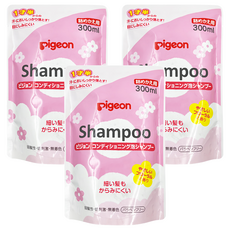 pigeon 貝親 泡沫洗髮精 補充包 1歲半以上使用 花香, 300ml, 3包