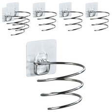 小麥購物 無痕壁掛式不鏽鋼吹風機架 L2262, 6個, 不鏽鋼色