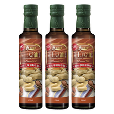 義美生機 台灣土豆油/花生油 250ml*3瓶組-非化學溶劑萃取，傳統壓榨，台灣在地花生, 3瓶
