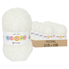 YEONIL 延日纖維 樂活菜瓜布紗線, 8個, 白色