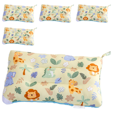 愛北鼻 獨家加厚水洗枕,5入 - 寶寶專用、透氣舒適、可愛動物圖案, 黃森林夥伴, 43 x 28cm
