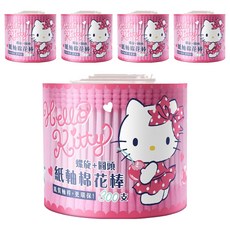 Sanrio 三麗鷗 Hello Kitty 螺旋 + 圓頭紙軸棉花棒, 300個裝, 5個