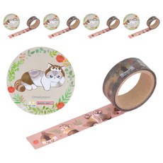 sun-star 貓福珊迪 mofusand 可愛裝扮透明膠帶 玻璃紙材質 15mmx4M W40xH40xD15mm, 浣熊, 5個