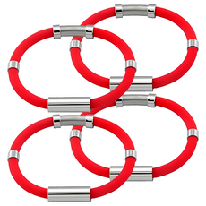 負離子防靜電手環 女款 紅色 有效減少靜電 舒適配戴, 4個