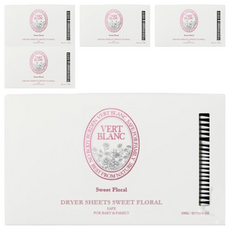 VERT BLANC 柔軟去靜電烘衣紙 花園芬芳, 嬰兒和家庭適用, 30張, 5盒