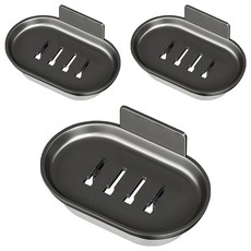 ILIFE 肥皂瀝水盒 壁掛式肥皂架 浴室瀝水皂盒, 消光灰, 3個