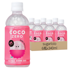 sugarlolo 椰果飲料 荔枝風味,6瓶,340ml,清爽解渴，無糖健康，豐富椰果口感